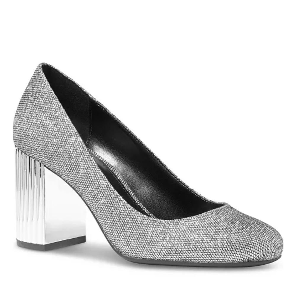 Michael Kors Porter Silver Block Heel Pumps size 8